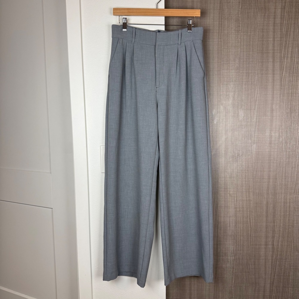 Abercrombie & Fitch Grey Tailored Wide Leg Trouser Pants Size Medium - Picture 2 of 10
